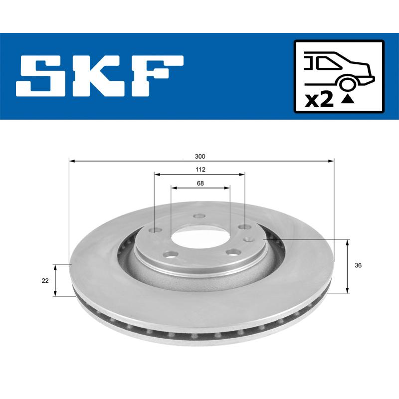 Jeu de 2 disques de frein arrière SKF VKBD 90779 V2 - Visuel 1