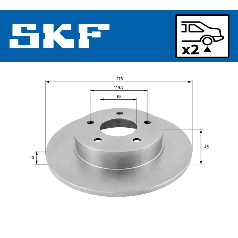 Jeu de 2 disques de frein arrière SKF VKBD 90800 S2 - Visuel 1