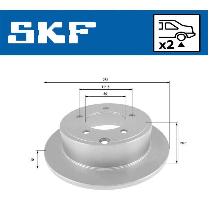 Jeu de 2 disques de frein arrière SKF VKBD 90841 S2 - Visuel 1