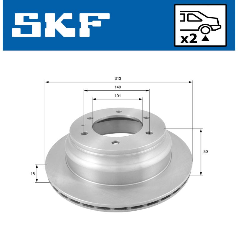 Jeu de 2 disques de frein arrière SKF VKBD 90850 V2 - Visuel 1