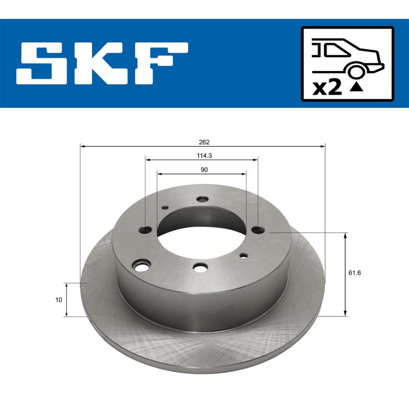 Jeu de 2 disques de frein arrière SKF VKBD 91048 S2 - Visuel 1