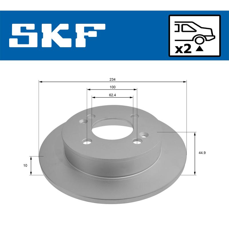 Jeu de 2 disques de frein arrière SKF VKBD 91088 S2 - Visuel 1