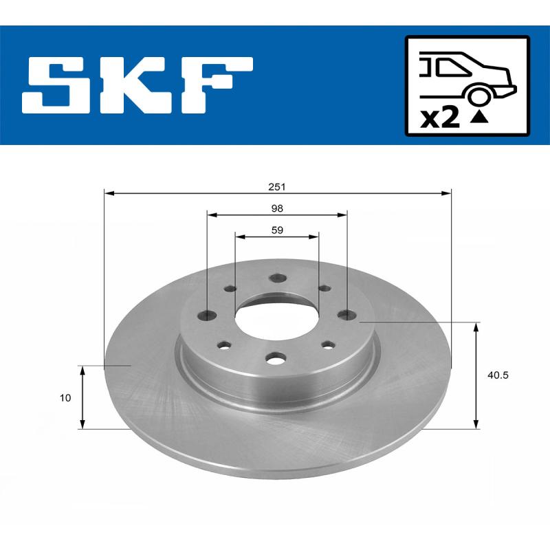 Jeu de 2 disques de frein arrière SKF VKBD 91104 S2 - Visuel 1
