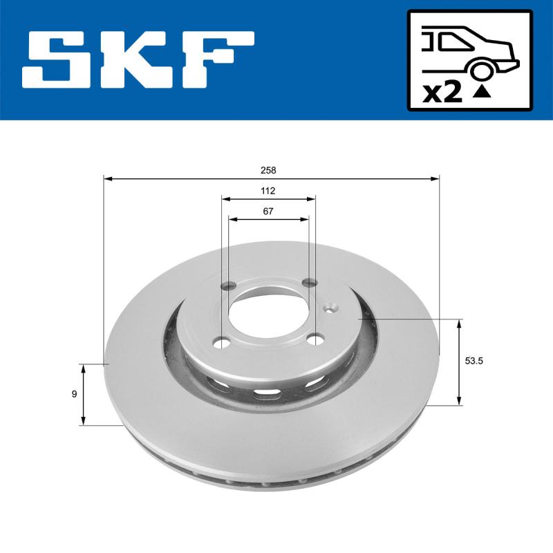 Jeu de 2 disques de frein arrière SKF VKBD 91131 S2 - Visuel 1