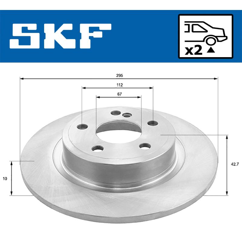 Jeu de 2 disques de frein arrière SKF VKBD 91148 S2 - Visuel 1