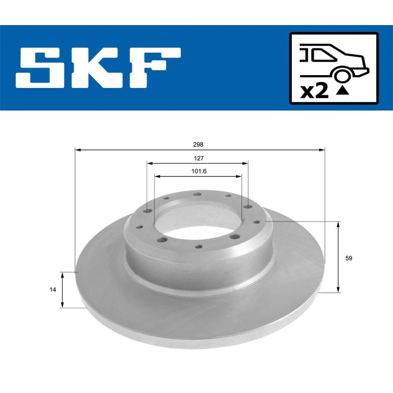 Jeu de 2 disques de frein arrière SKF VKBD 91159 S2 - Visuel 1