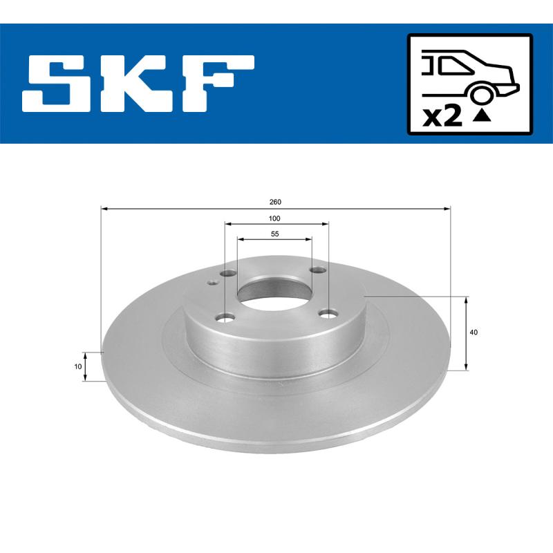 Jeu de 2 disques de frein arrière SKF VKBD 91188 S2 - Visuel 1
