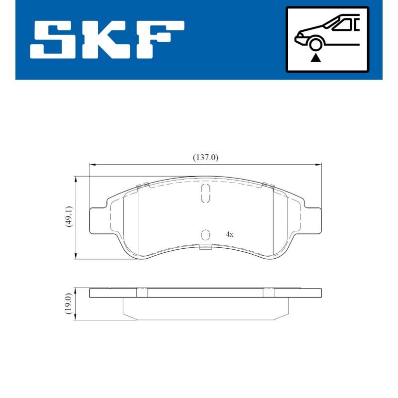 Jeu de 4 plaquettes de frein avant SKF VKBP 80002 - Visuel 2