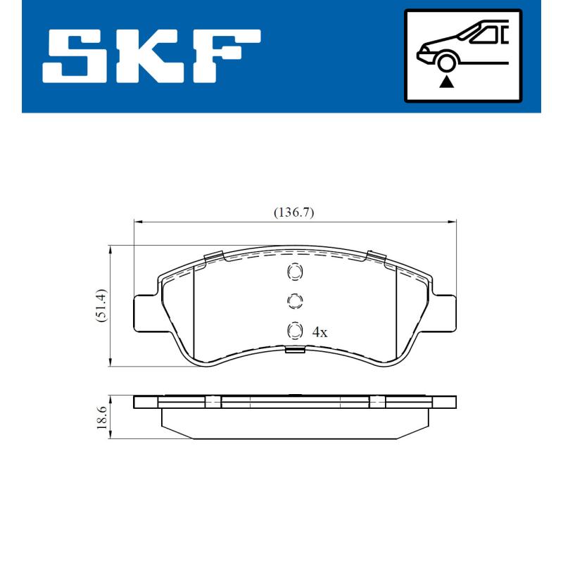 Jeu de 4 plaquettes de frein avant SKF VKBP 80040 - Visuel 1