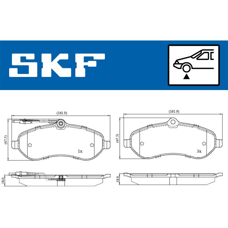 Jeu de 4 plaquettes de frein avant SKF VKBP 80048 E - Visuel 1