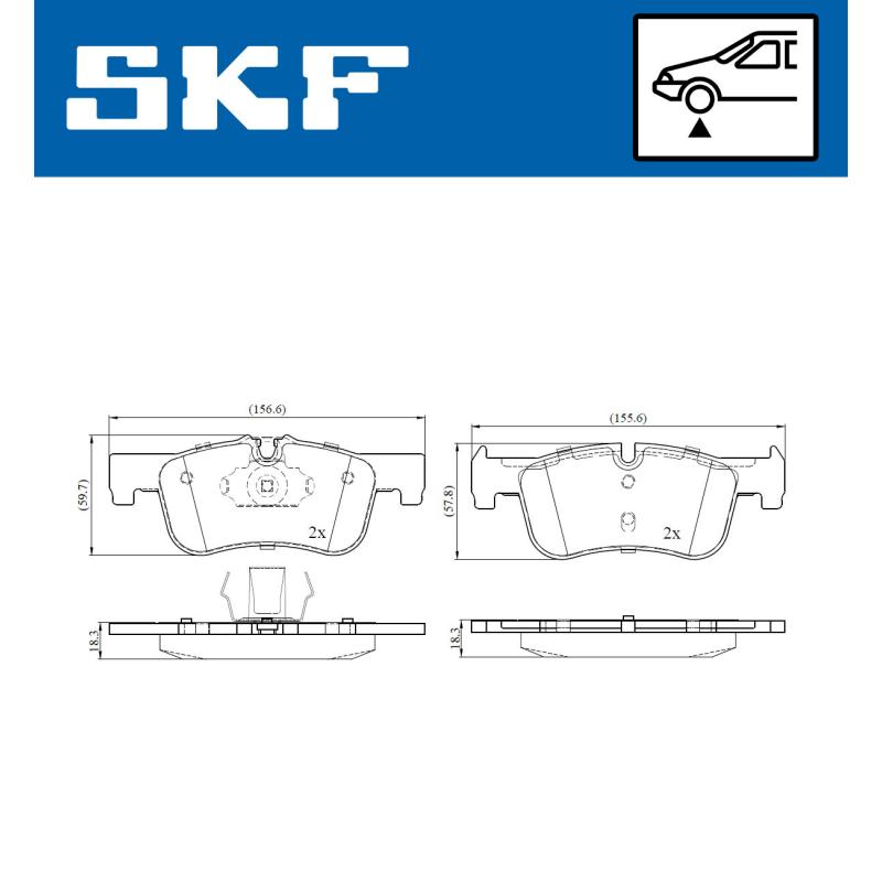 Jeu de 4 plaquettes de frein avant SKF VKBP 80082 - Visuel 1