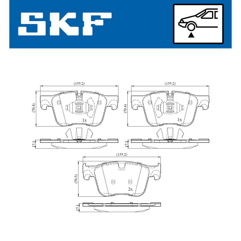 Jeu de 4 plaquettes de frein avant SKF VKBP 80085 - Visuel 1