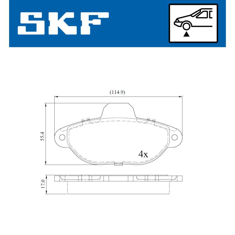 Jeu de 4 plaquettes de frein avant SKF VKBP 80087 E - Visuel 1