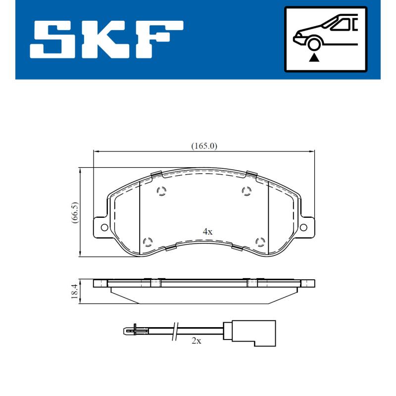 Jeu de 4 plaquettes de frein avant SKF VKBP 80091 E - Visuel 1