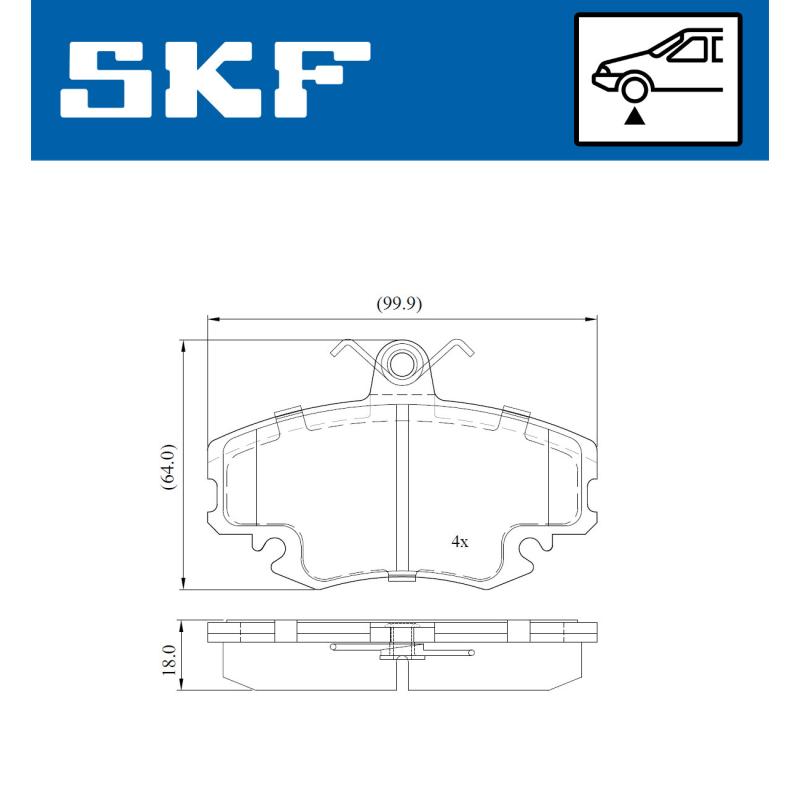 Jeu de 4 plaquettes de frein avant SKF VKBP 80092 E - Visuel 1