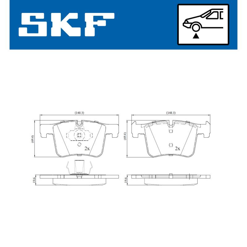 Jeu de 4 plaquettes de frein avant SKF VKBP 80103 - Visuel 1
