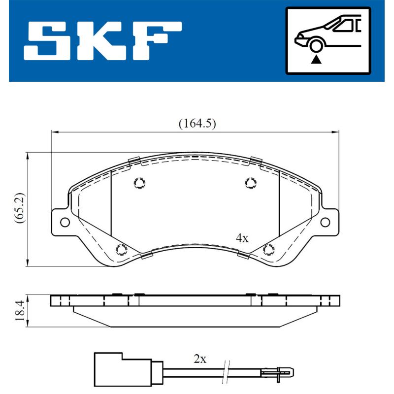 Jeu de 4 plaquettes de frein avant SKF VKBP 80110 E - Visuel 1