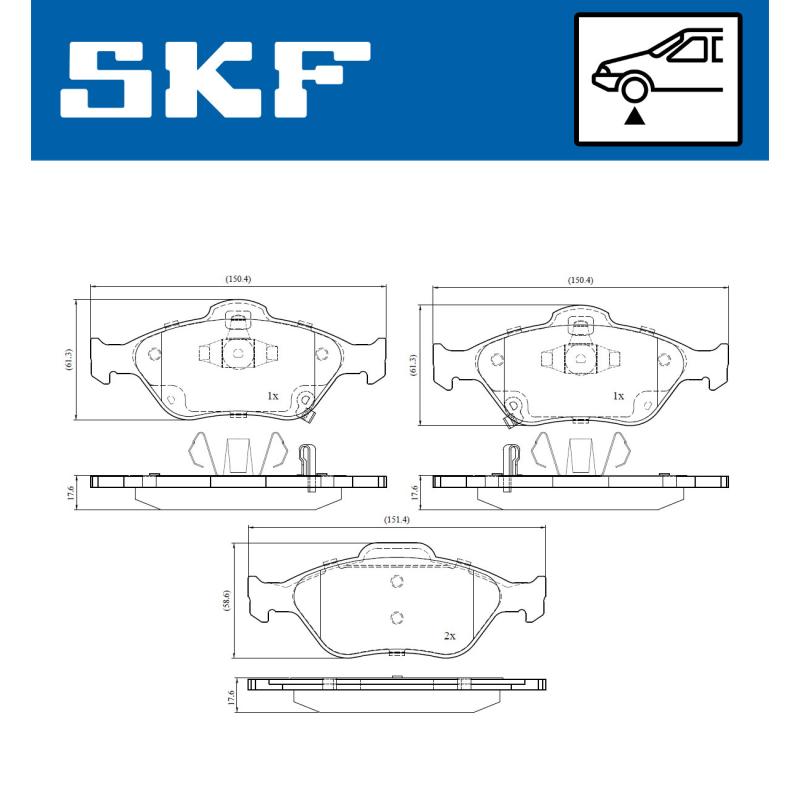 Jeu de 4 plaquettes de frein avant SKF VKBP 80131 A - Visuel 1