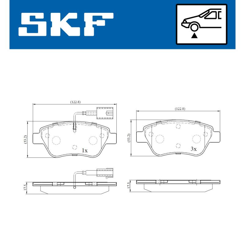 Jeu de 4 plaquettes de frein avant SKF VKBP 80145 E - Visuel 1