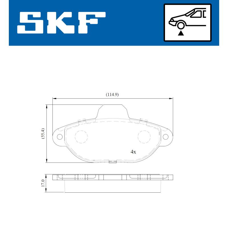 Jeu de 4 plaquettes de frein avant SKF VKBP 80162 E - Visuel 1