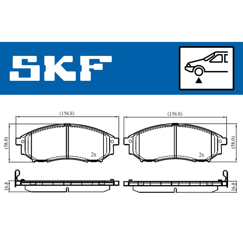 Jeu de 4 plaquettes de frein avant SKF VKBP 80166 A - Visuel 1