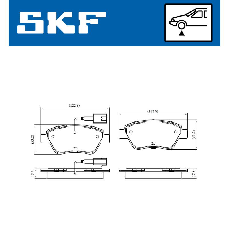 Jeu de 4 plaquettes de frein avant SKF VKBP 80173 E - Visuel 1