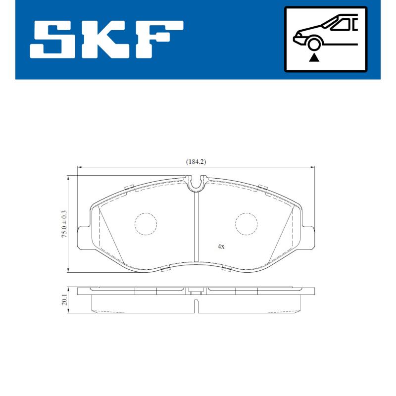 Jeu de 4 plaquettes de frein avant SKF VKBP 80213 - Visuel 1