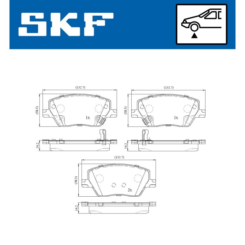 Jeu de 4 plaquettes de frein avant SKF VKBP 80216 A - Visuel 1