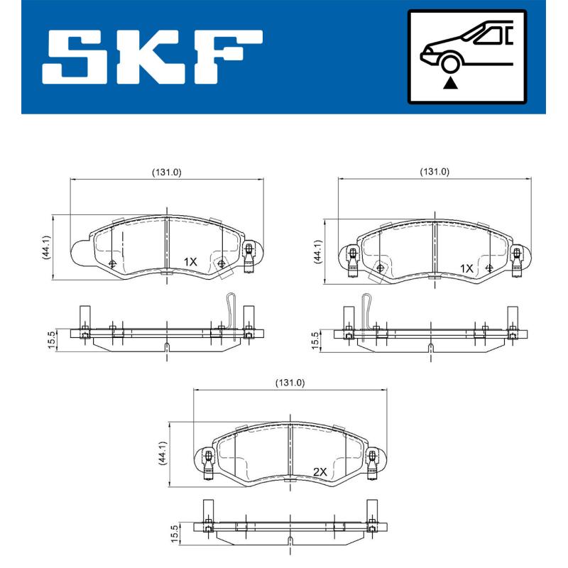 Jeu de 4 plaquettes de frein avant SKF VKBP 80223 A - Visuel 1