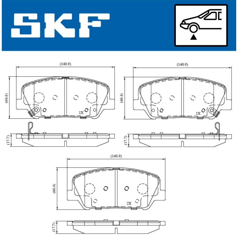Jeu de 4 plaquettes de frein avant SKF VKBP 80228 A - Visuel 1