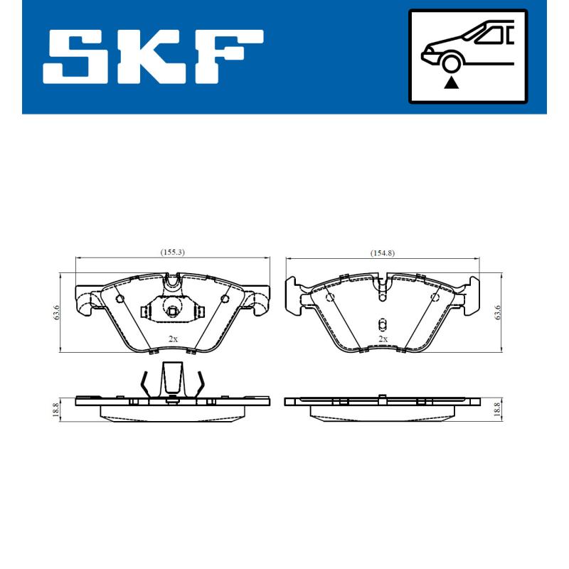 Jeu de 4 plaquettes de frein avant SKF VKBP 80246 - Visuel 1