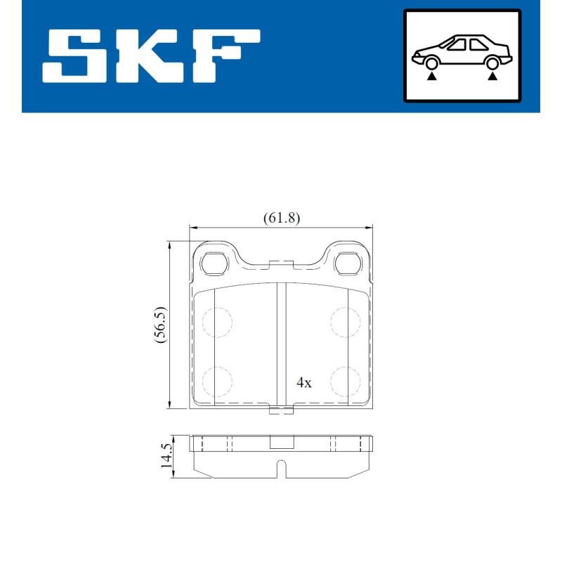 Jeu de 4 plaquettes de frein avant SKF VKBP 80248 - Visuel 1