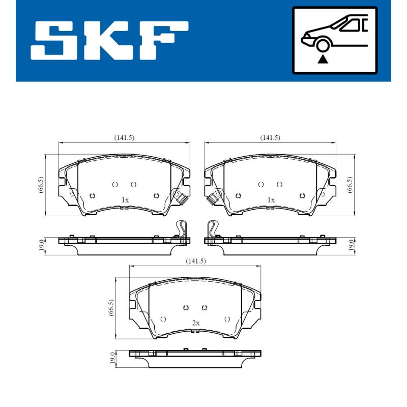 Jeu de 4 plaquettes de frein avant SKF VKBP 80264 A - Visuel 1