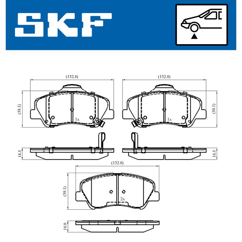 Jeu de 4 plaquettes de frein avant SKF VKBP 80268 A - Visuel 1