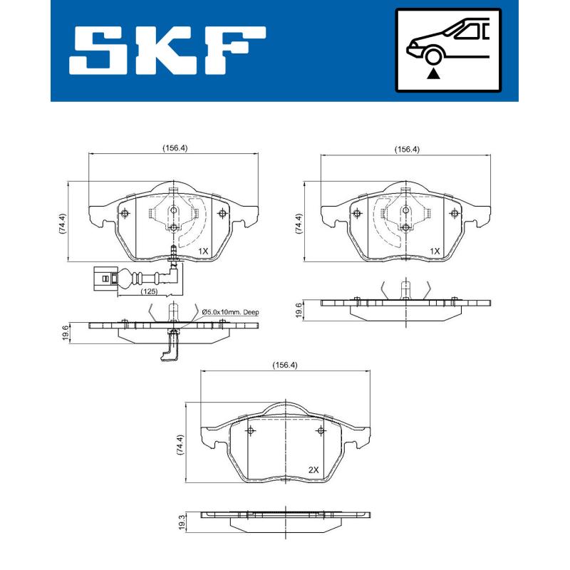 Jeu de 4 plaquettes de frein avant SKF VKBP 80270 E - Visuel 1