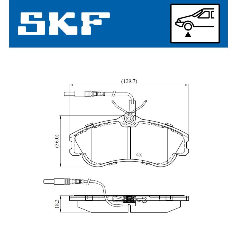 Jeu de 4 plaquettes de frein avant SKF VKBP 80281 E - Visuel 1