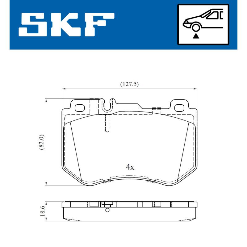 Jeu de 4 plaquettes de frein avant SKF VKBP 80287 - Visuel 1
