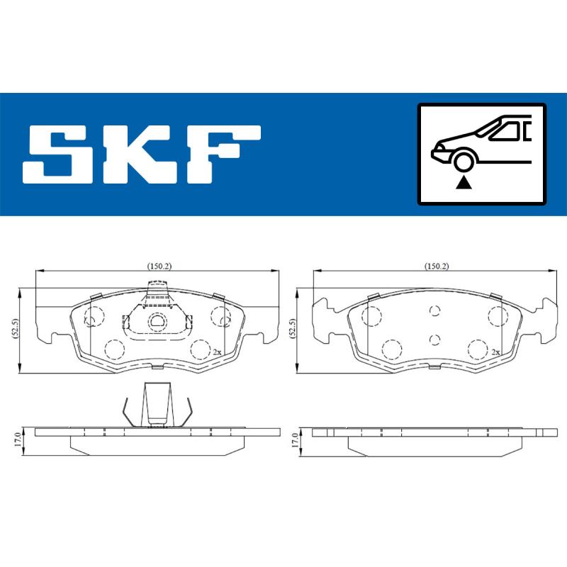 Jeu de 4 plaquettes de frein avant SKF VKBP 80294 - Visuel 1