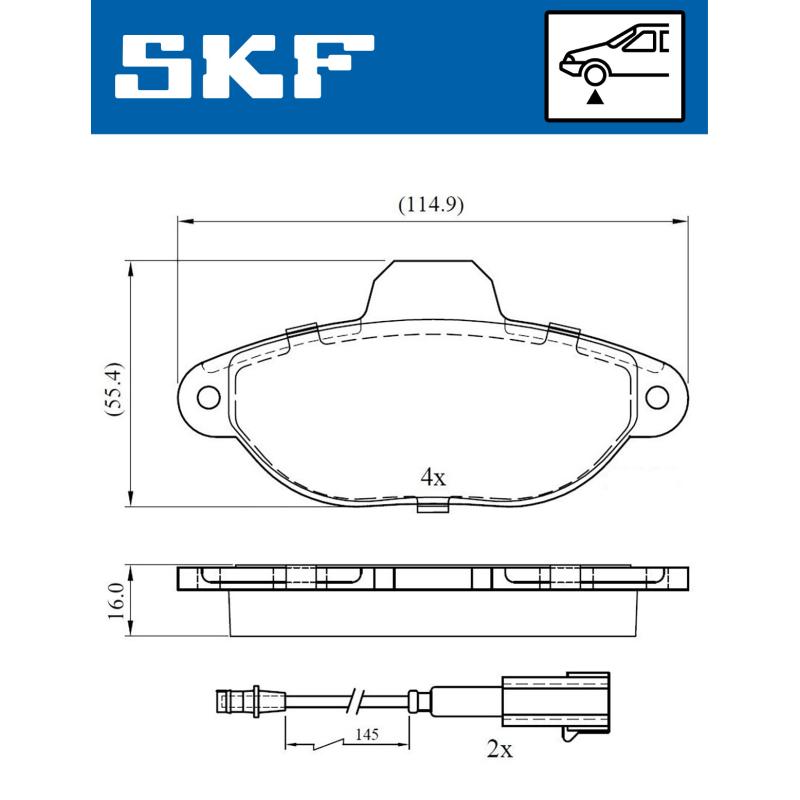 Jeu de 4 plaquettes de frein avant SKF VKBP 80299 E - Visuel 1