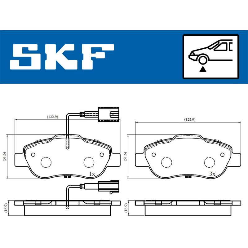 Jeu de 4 plaquettes de frein avant SKF VKBP 80313 E - Visuel 1
