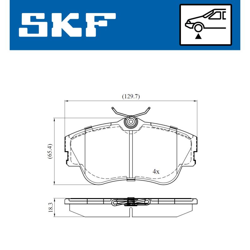 Jeu de 4 plaquettes de frein avant SKF VKBP 80321 - Visuel 1