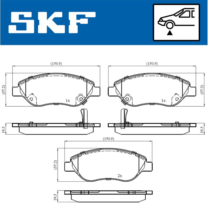 Jeu de 4 plaquettes de frein avant SKF VKBP 80322 A - Visuel 1