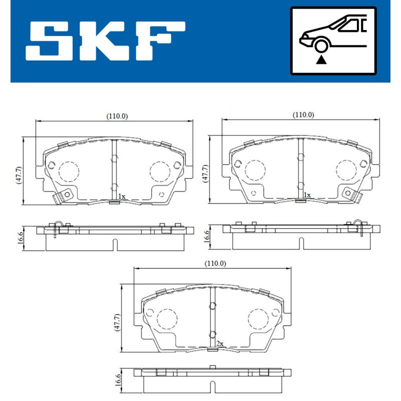 Jeu de 4 plaquettes de frein avant SKF VKBP 80332 A - Visuel 1