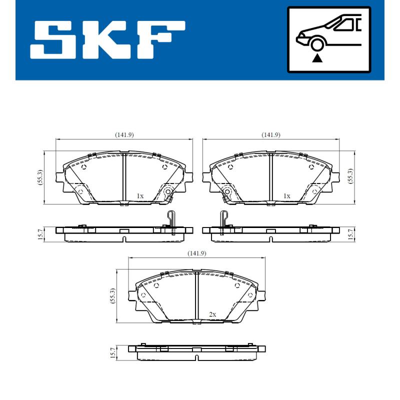Jeu de 4 plaquettes de frein avant SKF VKBP 80341 A - Visuel 1