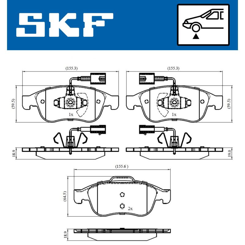 Jeu de 4 plaquettes de frein avant SKF VKBP 80353 E - Visuel 1