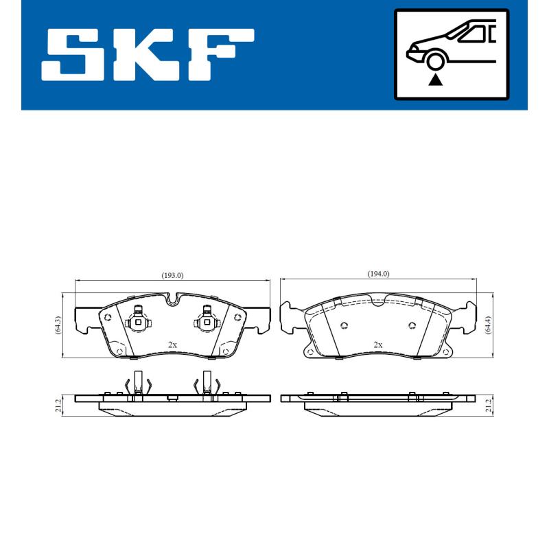 Jeu de 4 plaquettes de frein avant SKF VKBP 80389 - Visuel 1