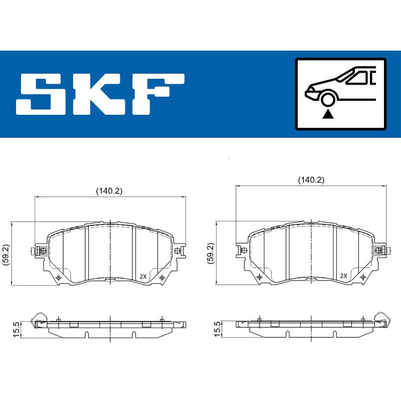 Jeu de 4 plaquettes de frein avant SKF VKBP 80394 A - Visuel 1