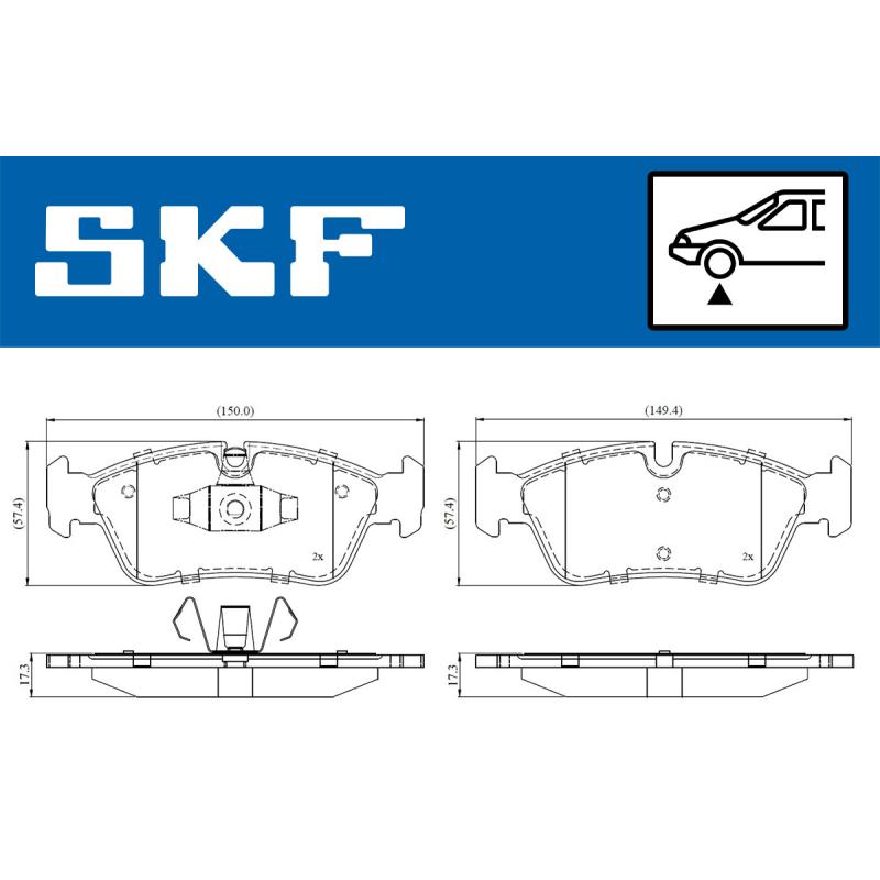 Jeu de 4 plaquettes de frein avant SKF VKBP 80399 - Visuel 1