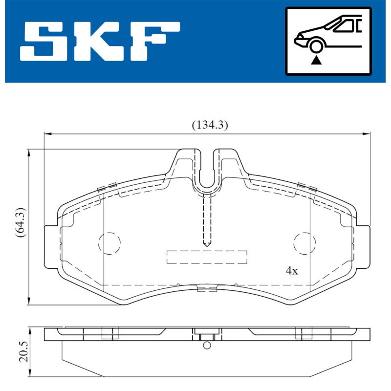 Jeu de 4 plaquettes de frein avant SKF VKBP 80412 - Visuel 1
