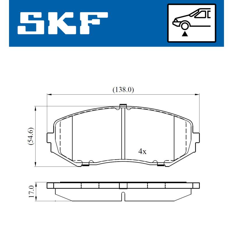 Jeu de 4 plaquettes de frein avant SKF VKBP 80417 A - Visuel 1